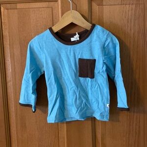 Boutique Baby Soy Blue Long Sleeve Snap Pocket Tee Shirt 12-18 months NEW